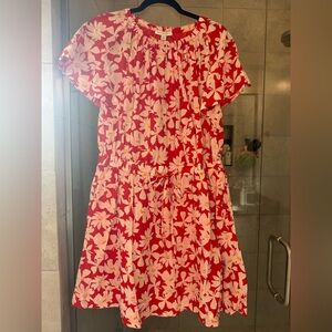 Vibrant Floral Mini Dress in Red and Pink